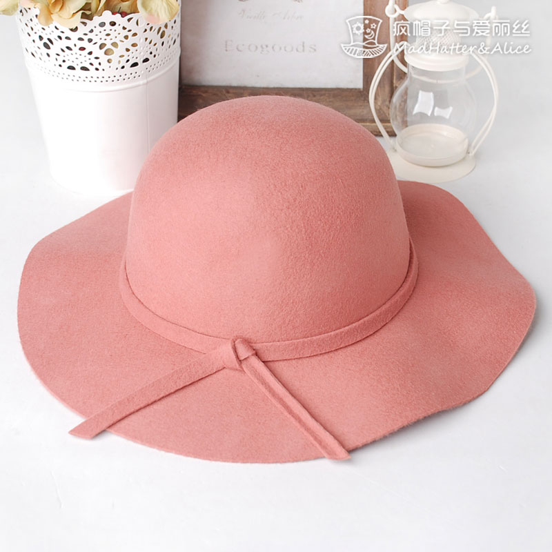 - hat alice high quality woolen small wide brim hat female autumn and winter