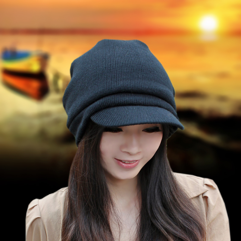 Hat autumn and winter casual cap solid color thickening ear protector cap
