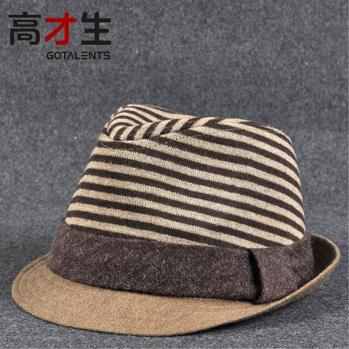 Hat autumn and winter fashion paragraph male jazz hat women's trend stripe knitted small fedoras