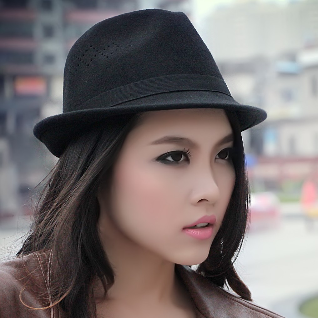 Hat autumn and winter small fashion vintage elegant pure woolen shopping jazz hat