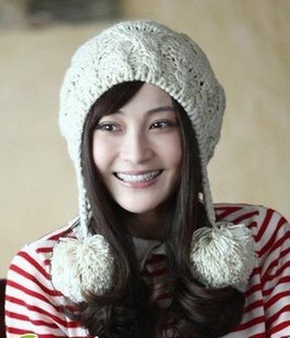 Hat big wool ball knitting yarn hat winter cap for female knitted hat