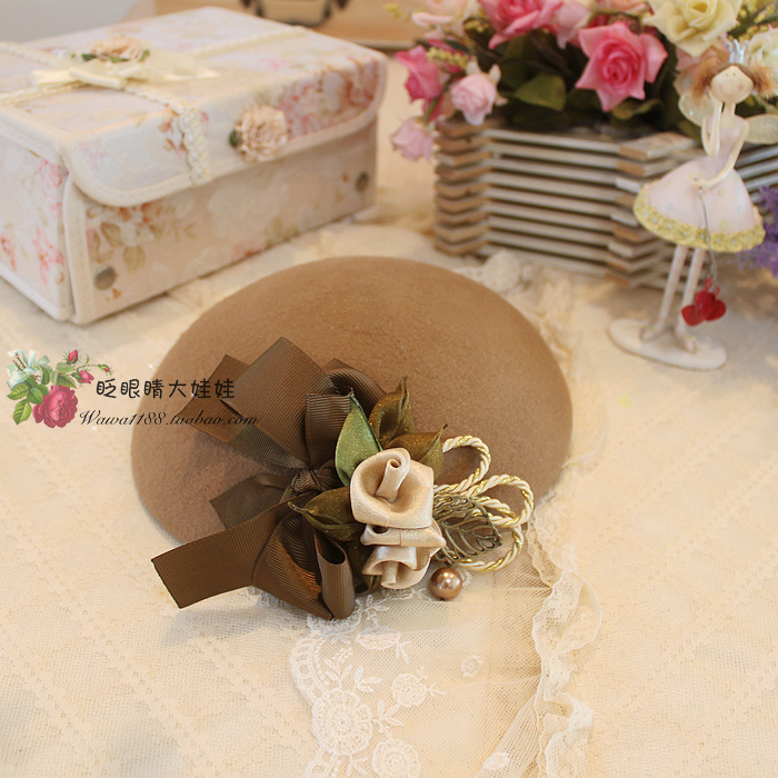 Hat camel rose series woolen female dome small fedoras