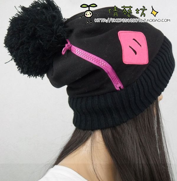 Hat cotton inside brushed zipper fashionable casual cap knitted warm hat lovers hat skiing hat