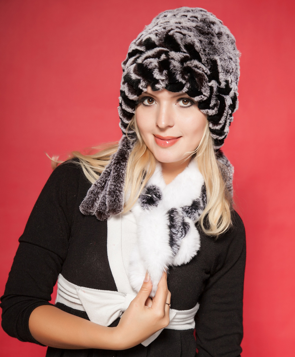 Hat encryption female rabbit fur ear cap thermal protector skin strawhat lei feng cap winter rex rabbit pile cap
