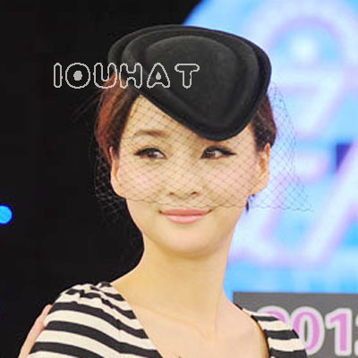 Hat fashion female small fedoras summer woolen hair accessory veil beret