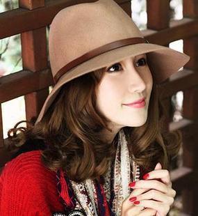 Hat fedoras jazz hat large brim wide-brimmed fashion wool casual cap autumn and winter