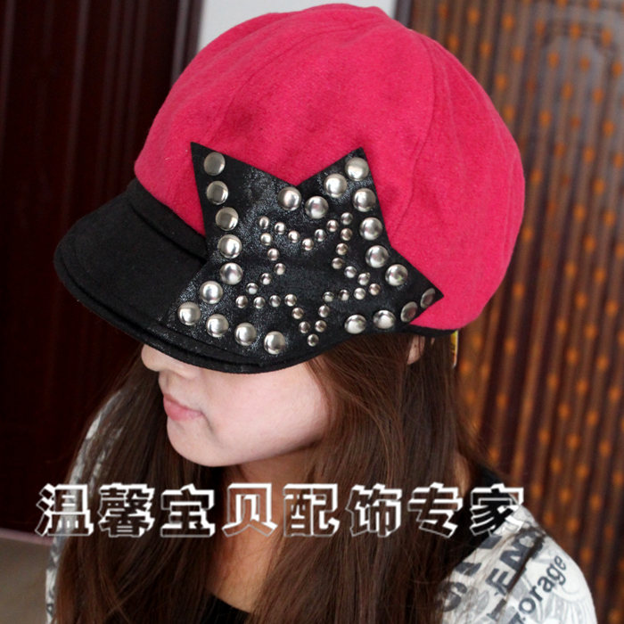 Hat female 2013 five-pointed star woolen cap octagonal cap newsboy cap beret