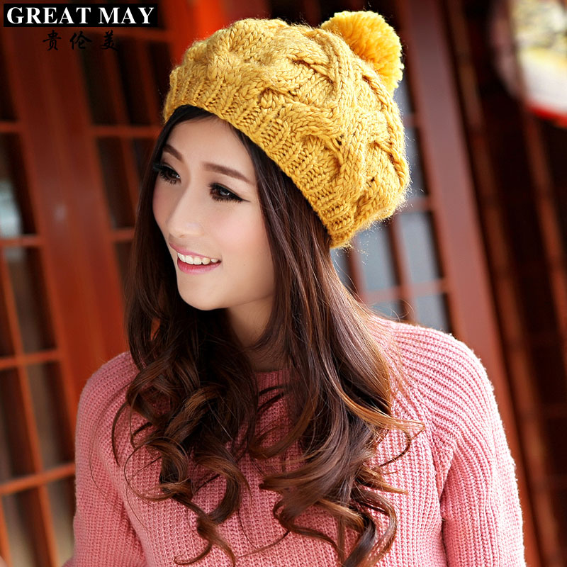Hat female autumn and winter ball pumpkin knitted hat autumn and winter women's thermal knitted hat