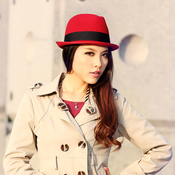 Hat female autumn and winter fashion vintage pure woolen fedoras fashionable casual jazz hat winter hat