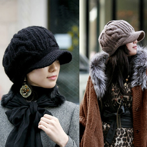 Hat female autumn and winter knitted hat female autumn and winter full wool knitted hat ear protector cap