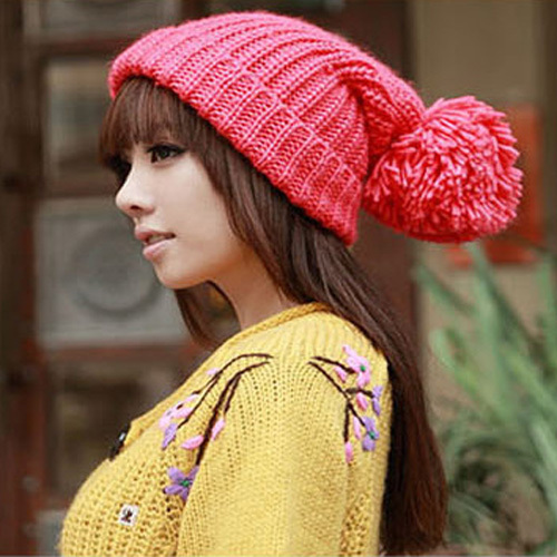 Hat female autumn and winter large sphere bucolics thermal ear knitted hat winter hat knitted hat
