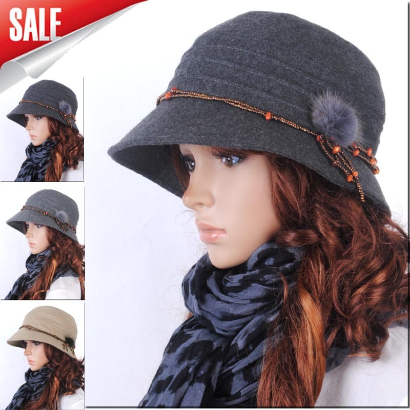 Hat female autumn and winter quality wool casual cap women's hat small bucket hats wide brimmed bucket hat