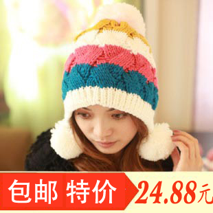 Hat female autumn and winter sweet fashion knitted ball hat knitted hat female