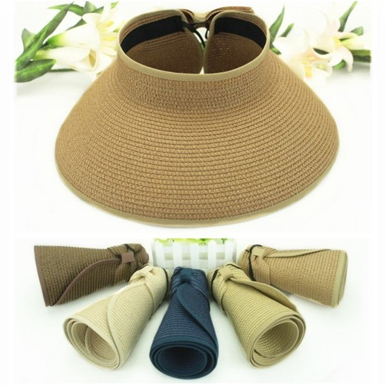 Hat female bow roll visor strawhat beach cap sunbonnet casual cap