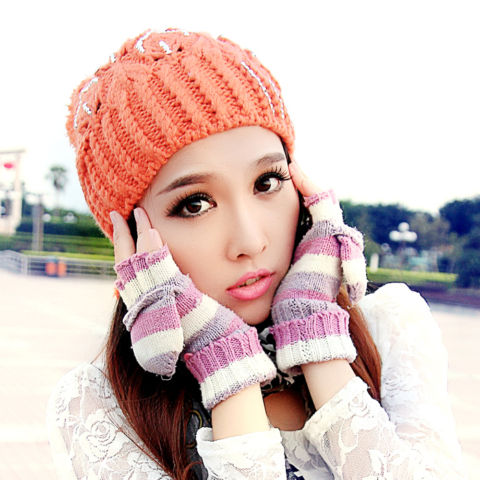 Hat female fashion sweet thermal knitted hat knitted hat winter hat ear