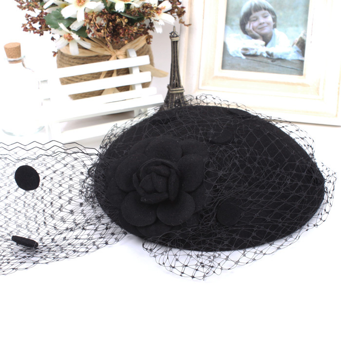 Hat female fashion vintage woolen small fedoras hair accessory hair accessory banquet