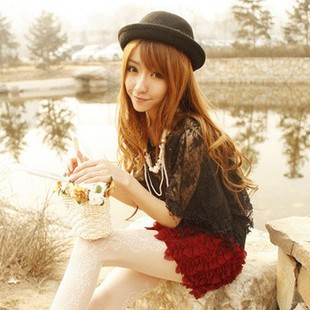 Hat female roll-up hem small fedoras woolen dome vintage small round spring and autumn winter