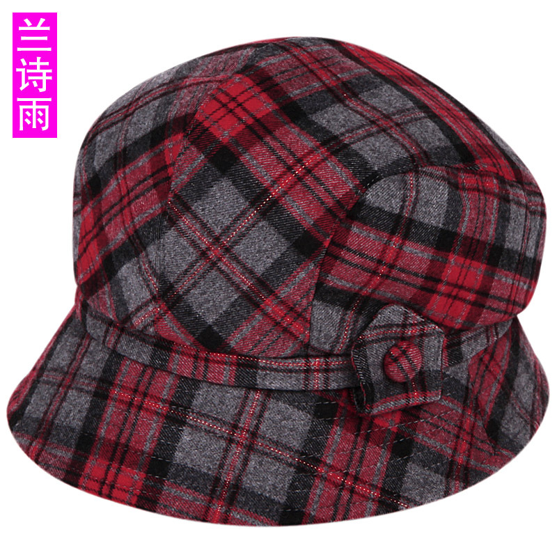 Hat female spring and autumn plaid casual thermal fashion millinery