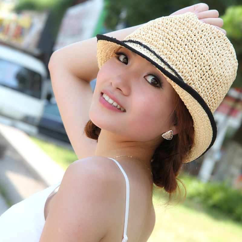 Hat female summer bohemia soft breathable sunbonnet strawhat casual cap roll up hem cap