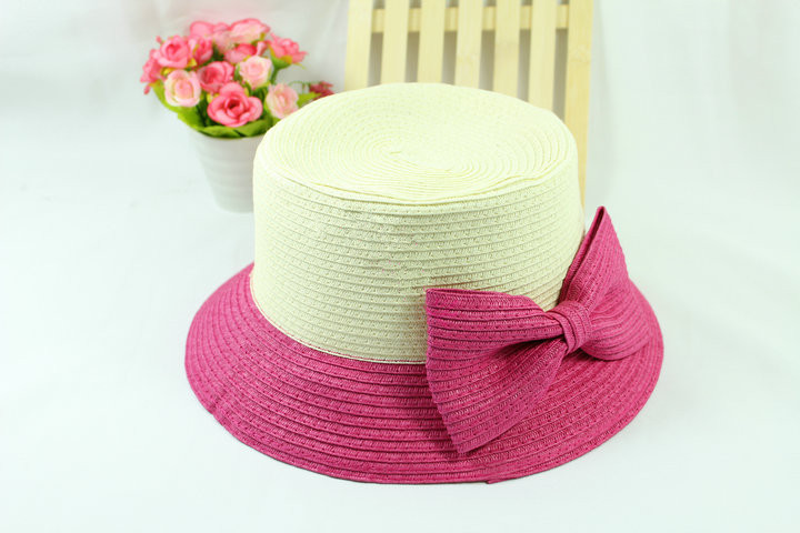 Hat female summer bucket hat straw braid hat bow cadet cap fashion hat