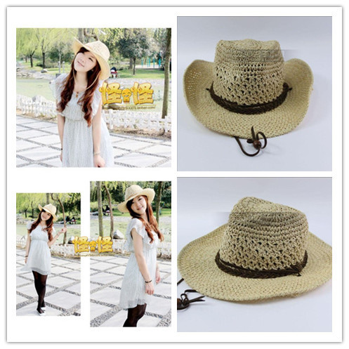Hat female summer cutout strawhat sunbonnet beach cap