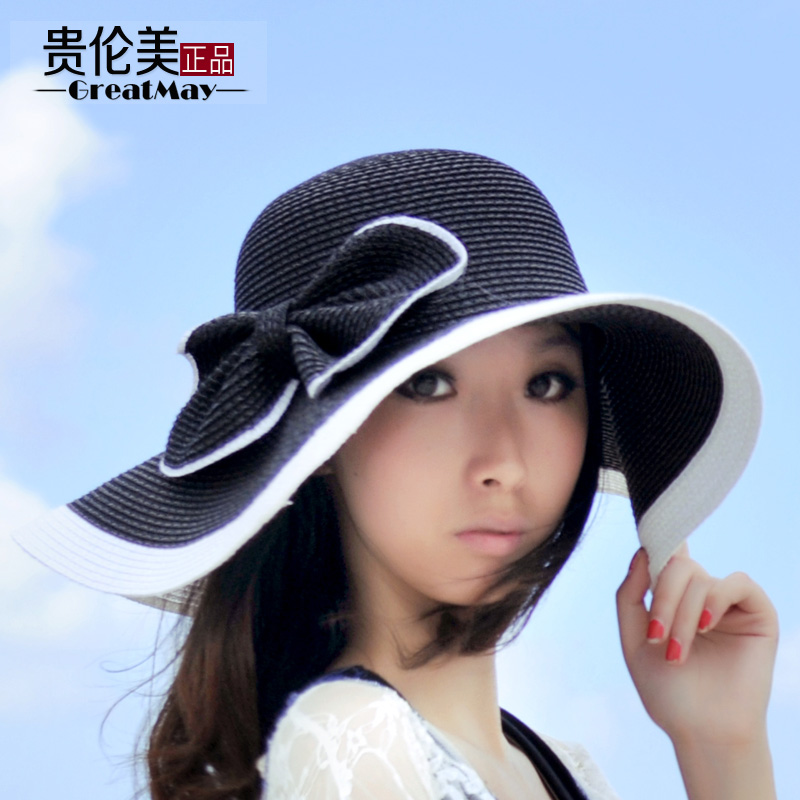 Hat female summer fashion bow big along the cap outdoor sunbonnet sun