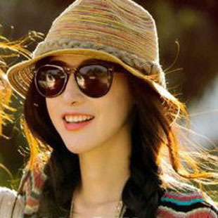 Hat female summer female fedoras colorful decorative pattern summer casual knitted straw hat