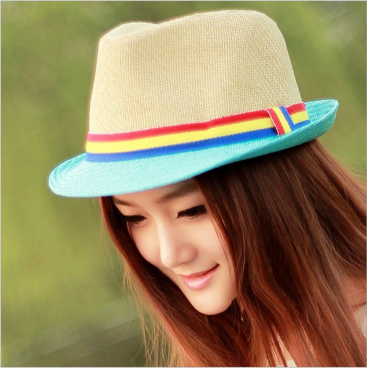Hat female summer fresh fedoras outdoor anti-uv sun hat jazz hat strawhat