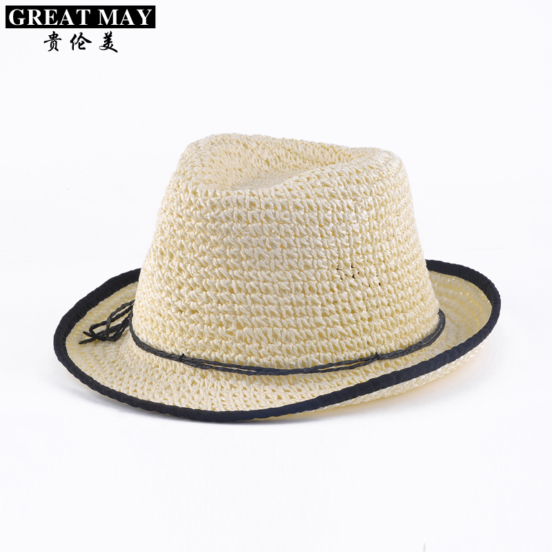 Hat female summer handmade straw braid hat rustic small jazz hat fedoras