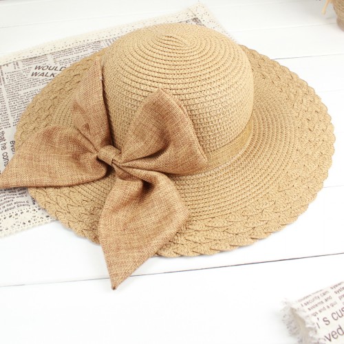 Hat female summer hemp bow female strawhat dome large-brimmed hat beach cap outdoor