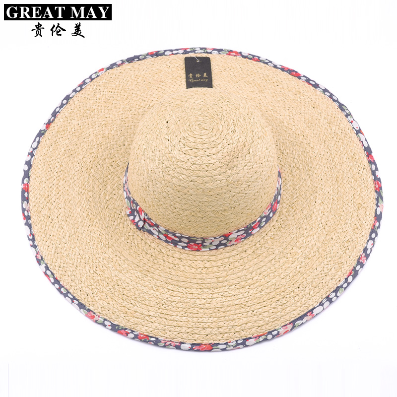Hat female summer large brim cap strawhat beach big along the cap sunbonnet