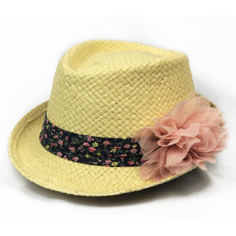Hat female summer papyral small fedoras sweet big flower outdoor sunscreen jazz hat