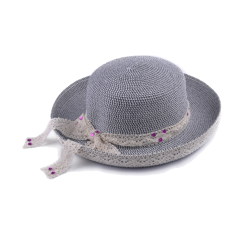 Hat female summer straw braid hat bow lace sunbonnet 4