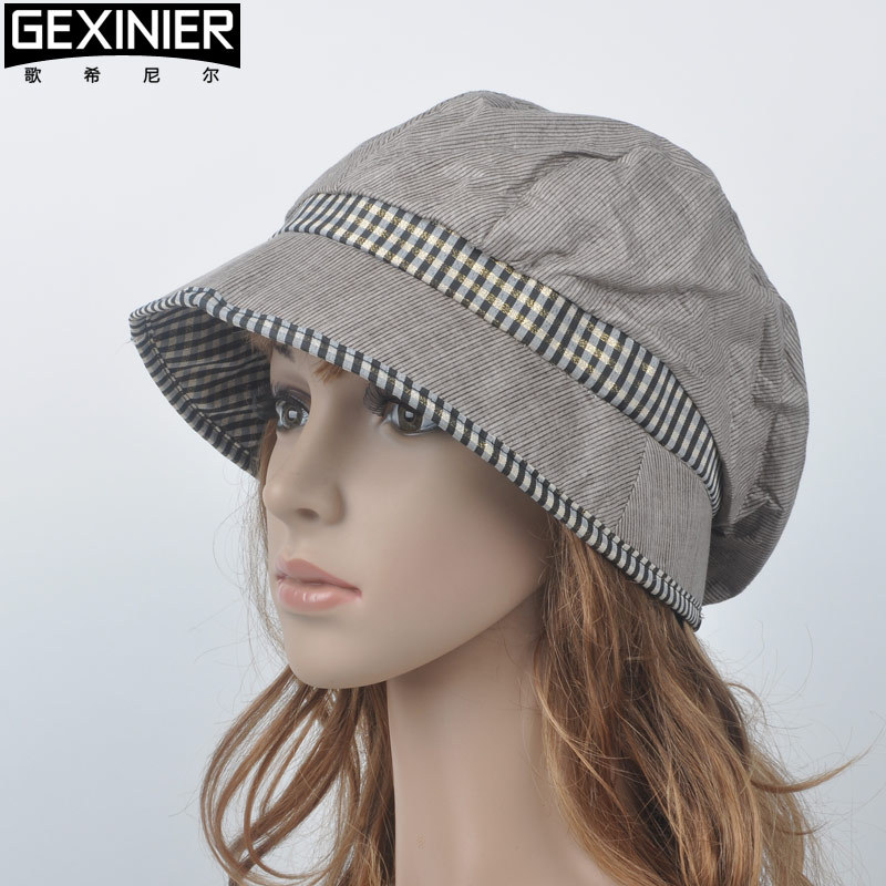 Hat female summer stripe painter hat sun hat sun-shading bucket hat casual hat