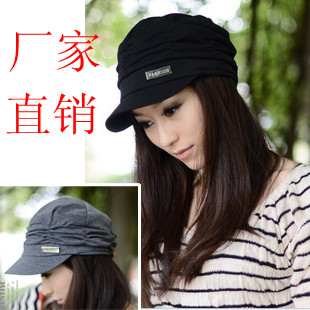 Hat female summer women's hat spring and autumn knitted cap cadet soft brim hat fashion outdoor