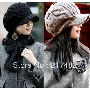 Hat female winter autumn and winter knitted hat female full wool knitted hat ear protector cap siggi