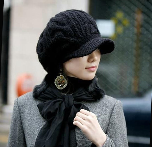 Hat female winter knitted hat female knitted hat ear protector cap autumn and winter