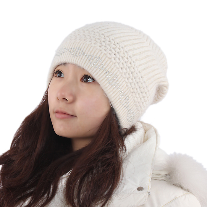 Hat female winter women's hat brim rhombus diamond female hat thermal knitted hat