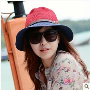 Hat female women's sunbonnet folding sun hat strawhat fedoras big along the cap beach cap summer beach