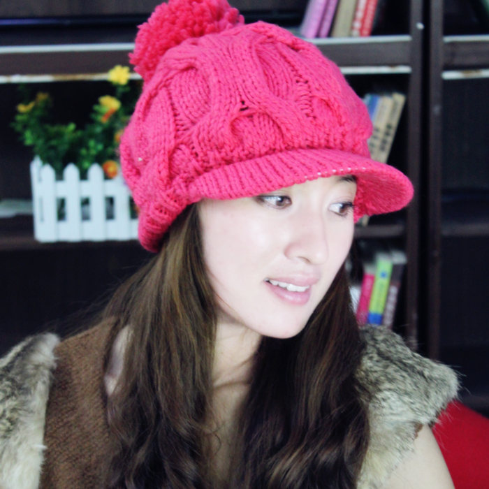 hat Hat female winter knitted hat knitted hat millinery small candy color