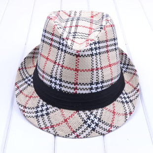Hat male summer fashion plaid jazz hat fedoras fashionable casual vintage cap