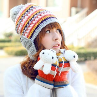 Hat millinery knitted hat knitted hat ear lei feng cap thermal sweet free shipping