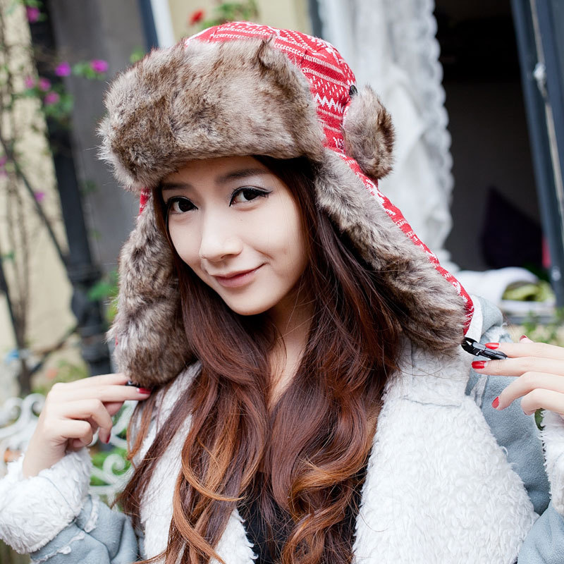 Hat onta female winter knitted lei feng cap thick ear protector cap thermal northeast cap