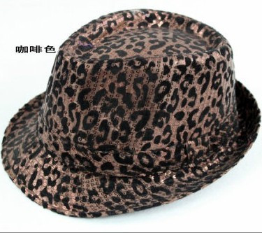 Hat spring hip-hop cap leopard print paillette fedoras jazz hat casual cap