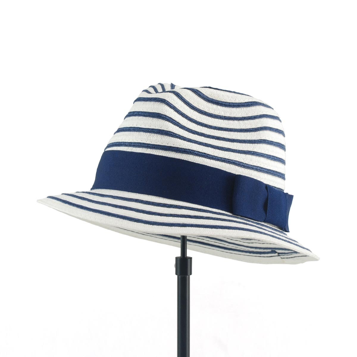 Hat women's summer blue and white stripe strawhat fedoras sunbonnet sunscreen