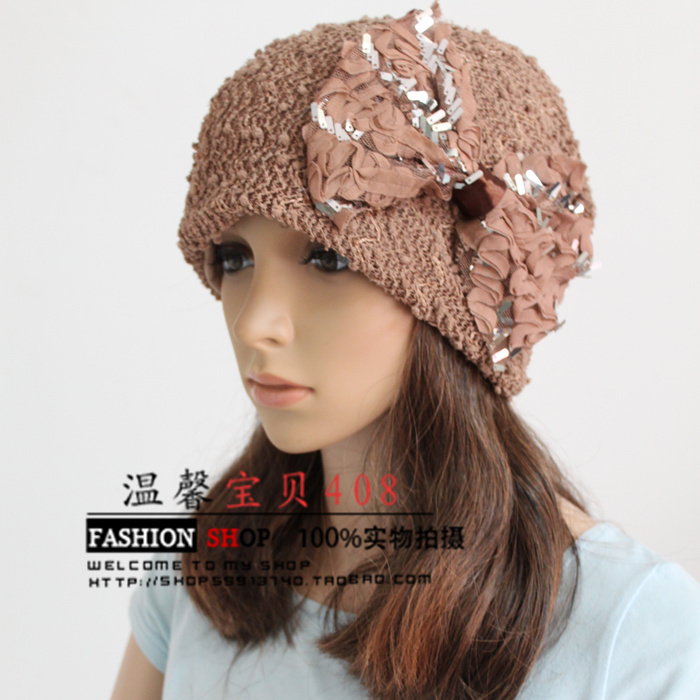 Hat women's summer paragraph butterfly lace toe covering turban cap hat pocket hat