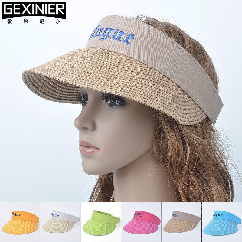 Hat women's summer straw braid visor beach sunbonnet sunscreen sun hat summer hat