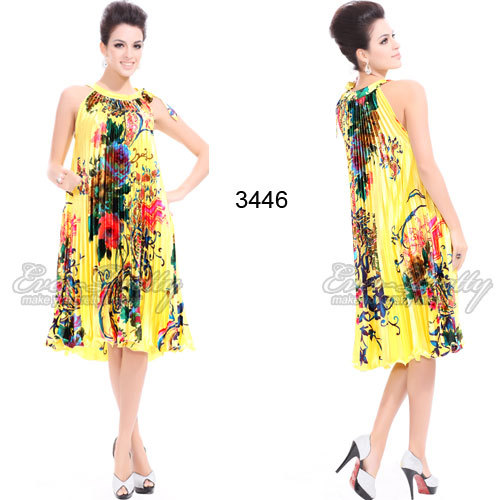 HE03446YL Latest Design For Ladies Halter Sexy Yellow Casual Dress Evening