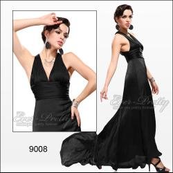 HE09008BK Free Shipping Black Sexy Fashion Gown Floor Length V-neck Evening Dresses