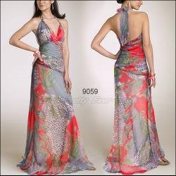 HE09059RD Free Shipping Sexy Red Floral Printed Halter Long Fashion Evening Gowns